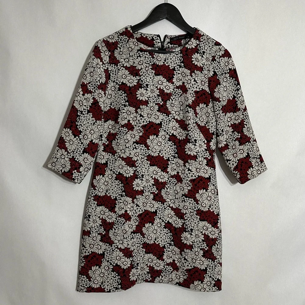 Zara Woman Red Black White Floral Daisy Mini Dress Size Medium Blogger Favorite - Picture 13 of 13